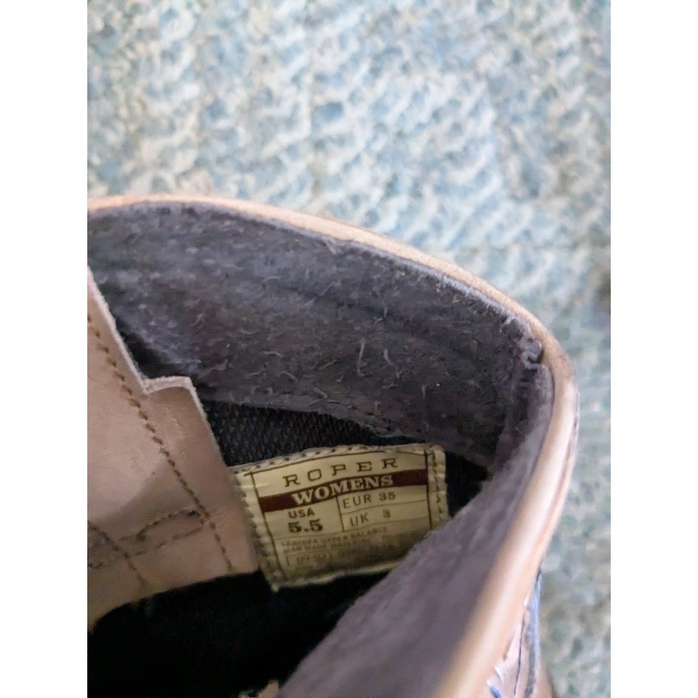 Roper Womens Tan Brown Leather Embossed Floral Western Cowgirl Boots Size 5.5 - Picture 5 of 7